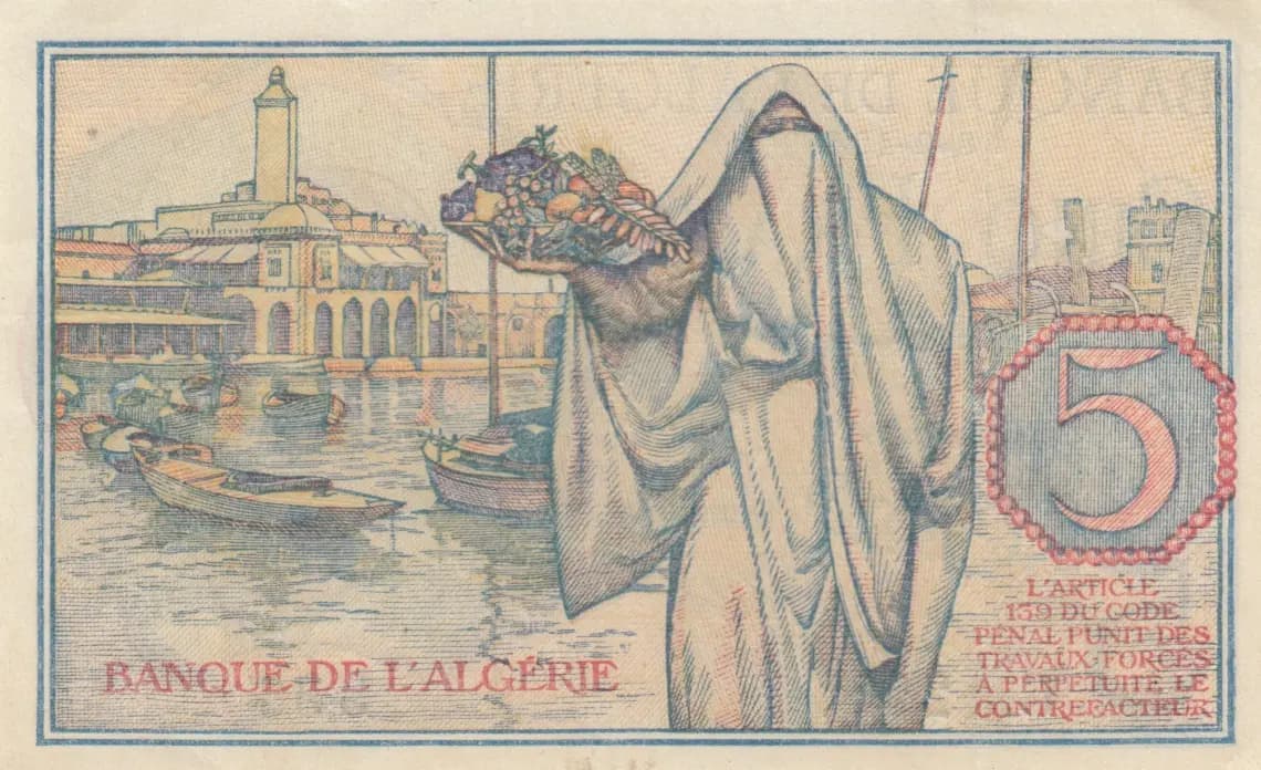 5 francs 1944 from Algeria, P-94a (1944) — image 2