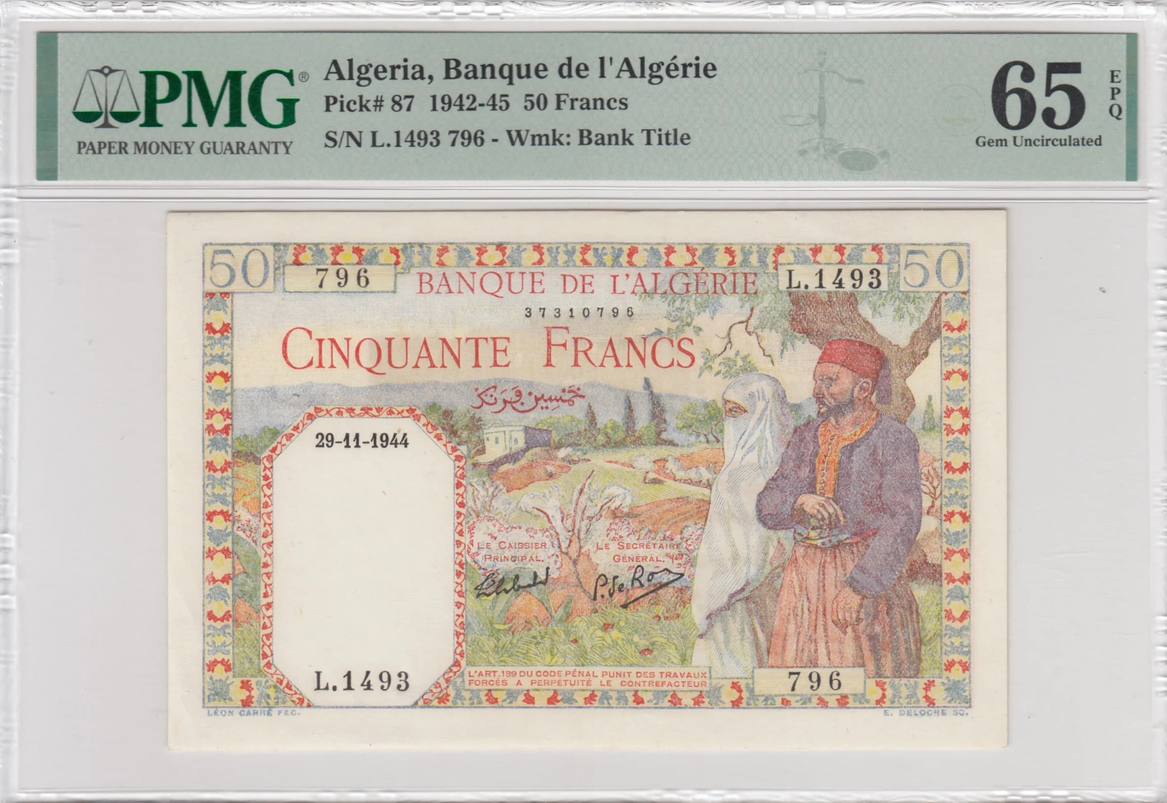 50 francs 1944 from Algeria, P-87 (1944) — image 1