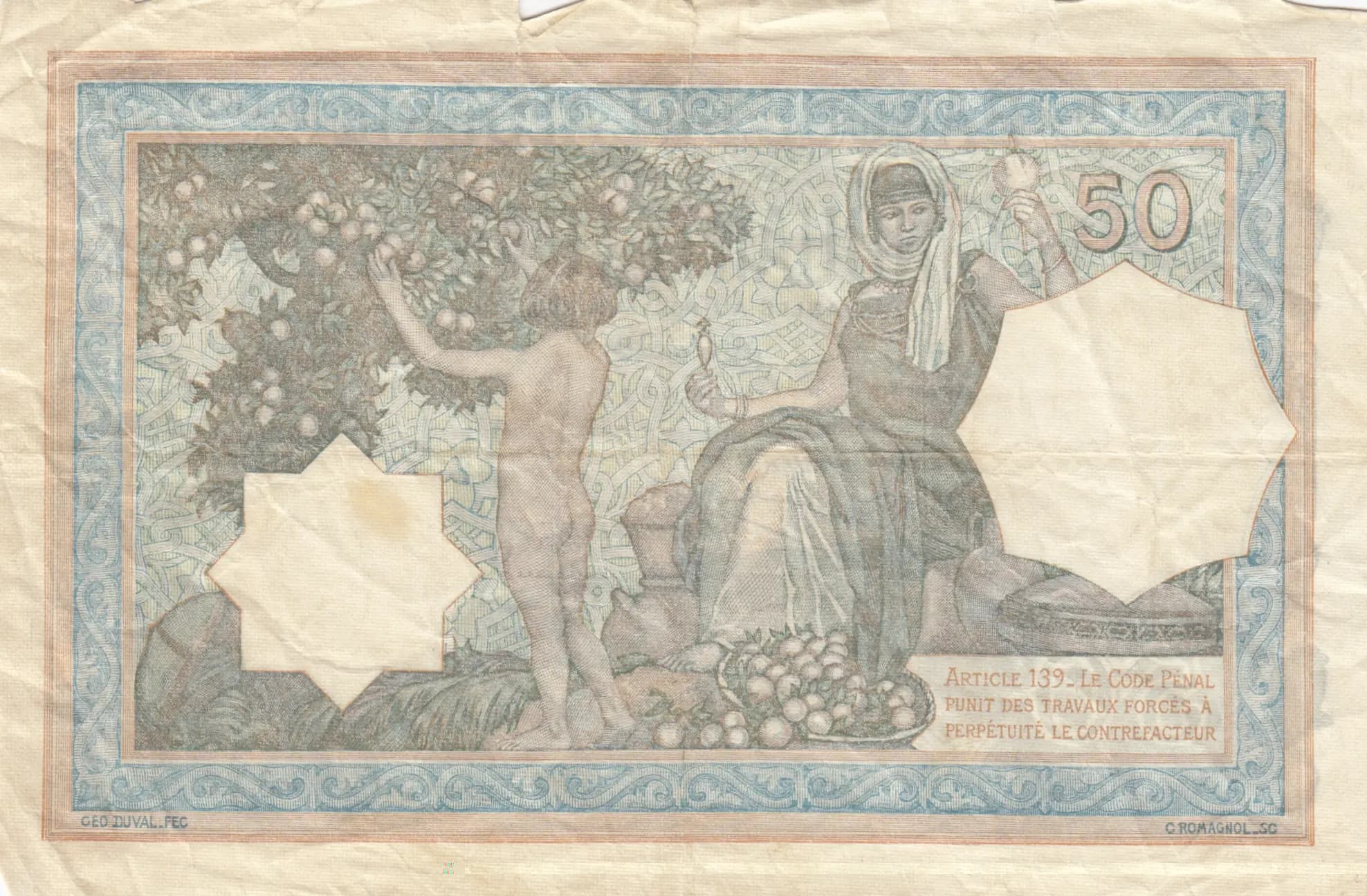 50 francs 1937 from Algeria, P-80 (1937) — image 2