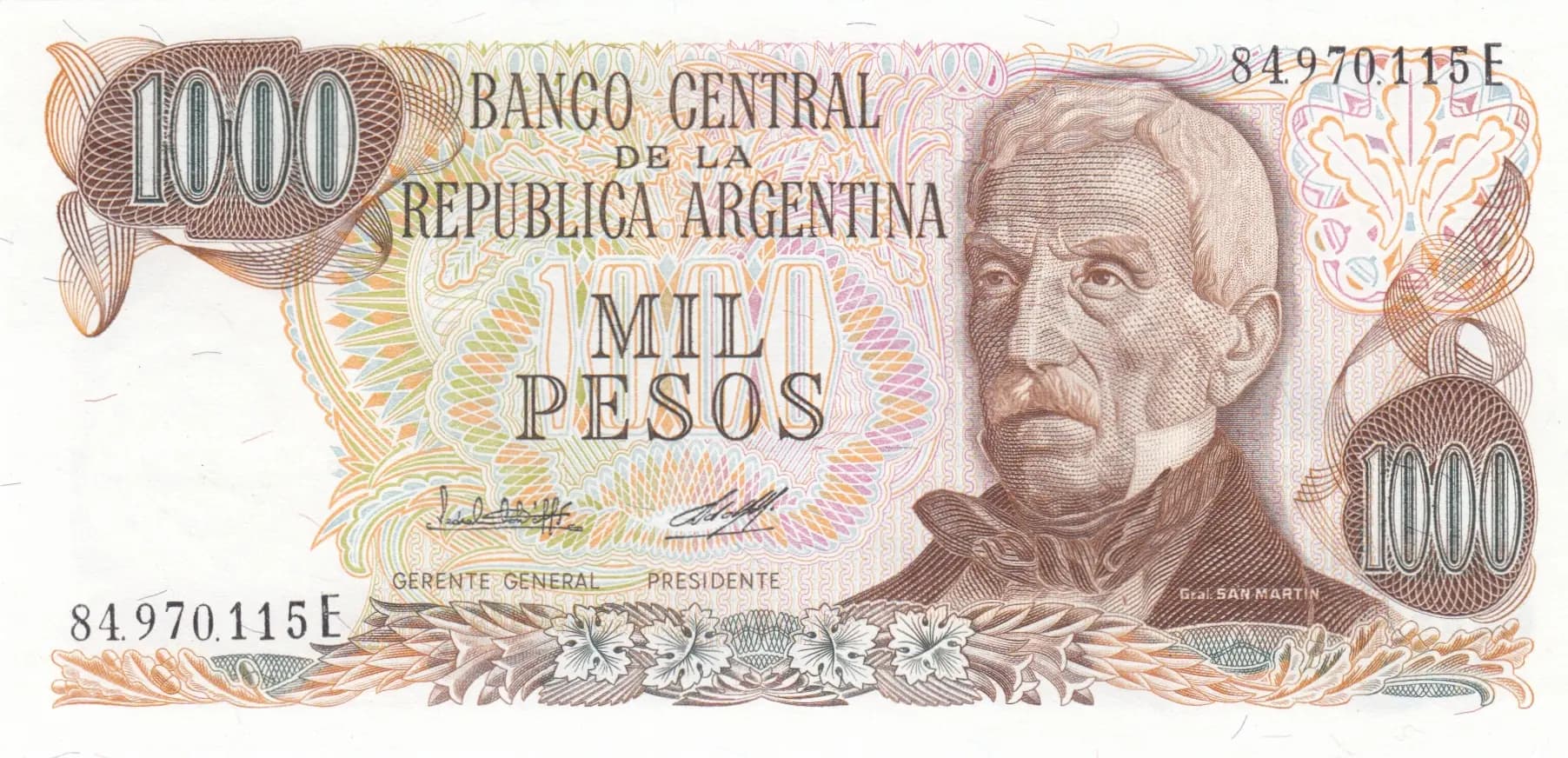 1000 pesos 1976 from Argentina, P-304b