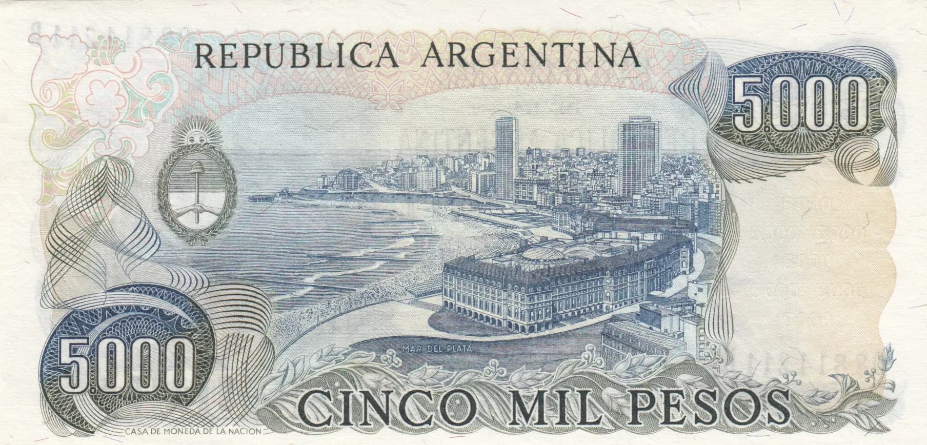 5000 pesos 1977 from Argentina, P-305b (1977) — image 2