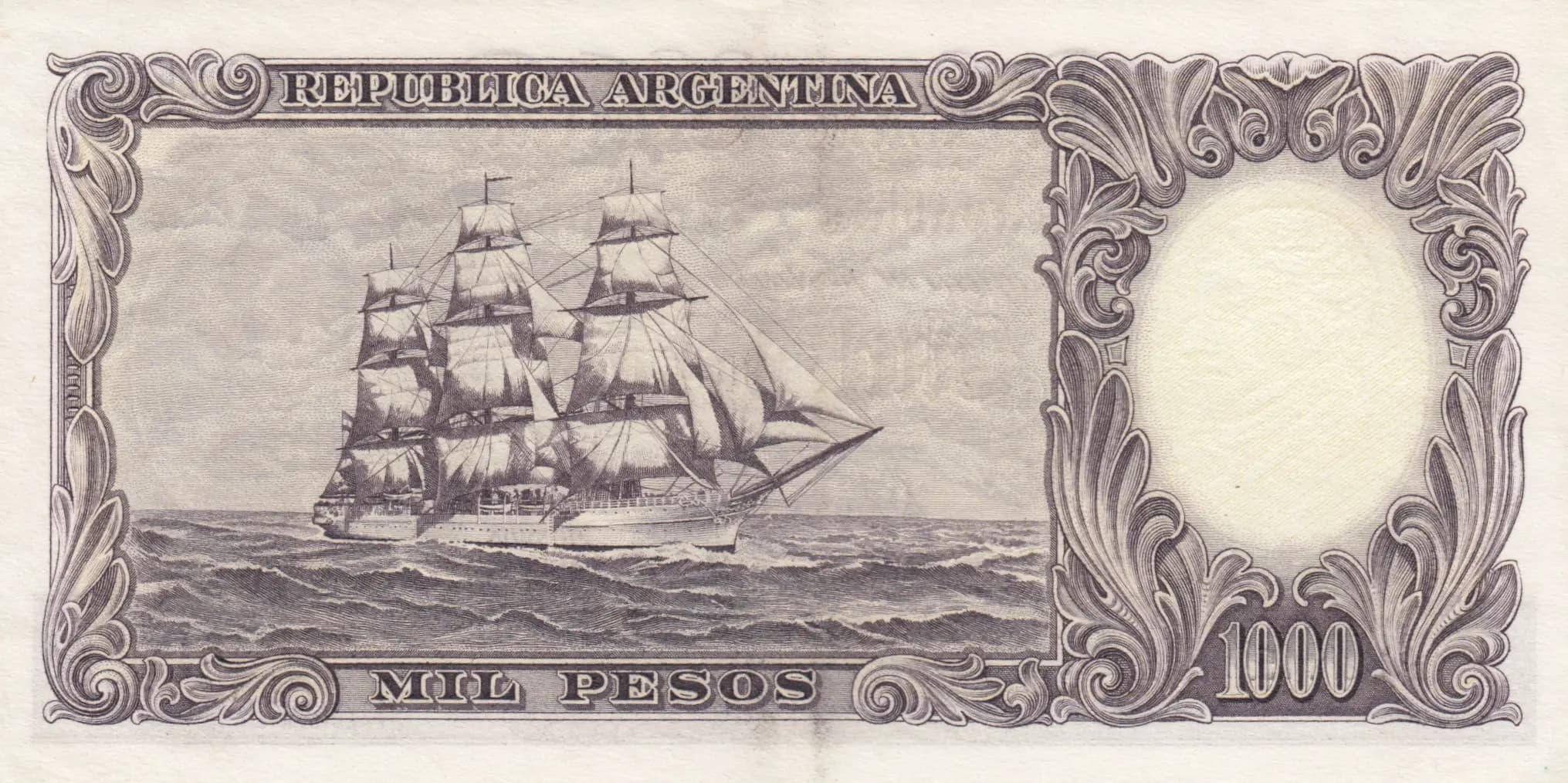 1000 pesos 1954 from Argentina, P-274 (1954) — image 2
