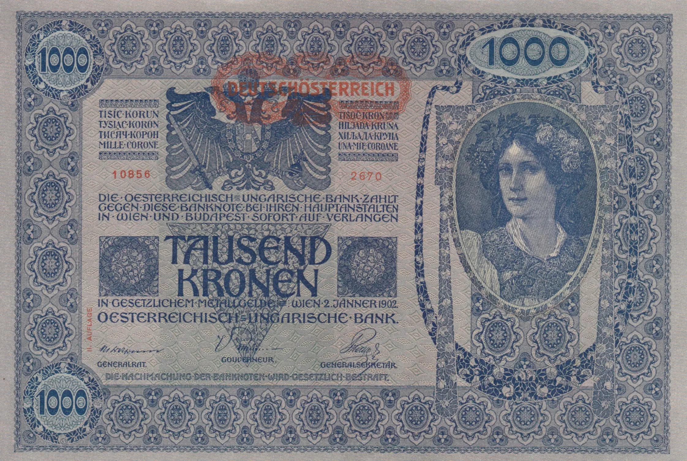 1000 kronen 1919 from Austria, P-61 (1919) — image 1
