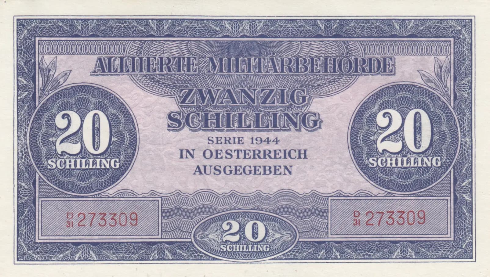 20 shillings 1944 from Austria, P-107 (1944) — image 1