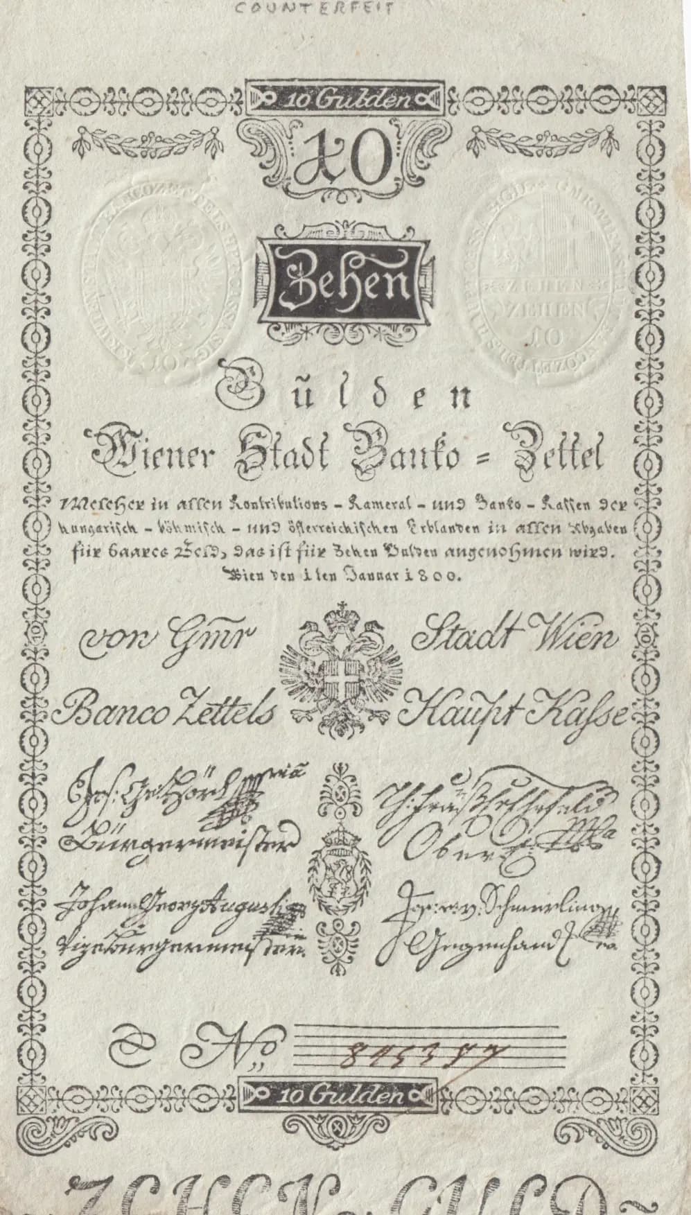 10 gulden 1800 from Austria, P-A32