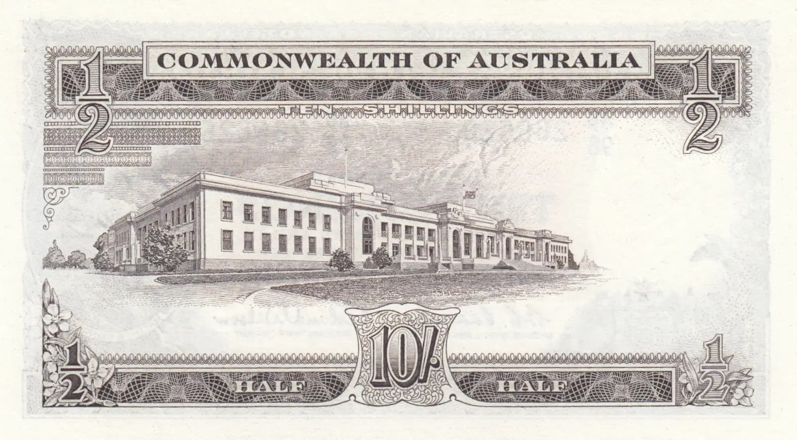 10 shillings= 1/2 pounds 1961 from Australia, P-33 (1961) — image 2