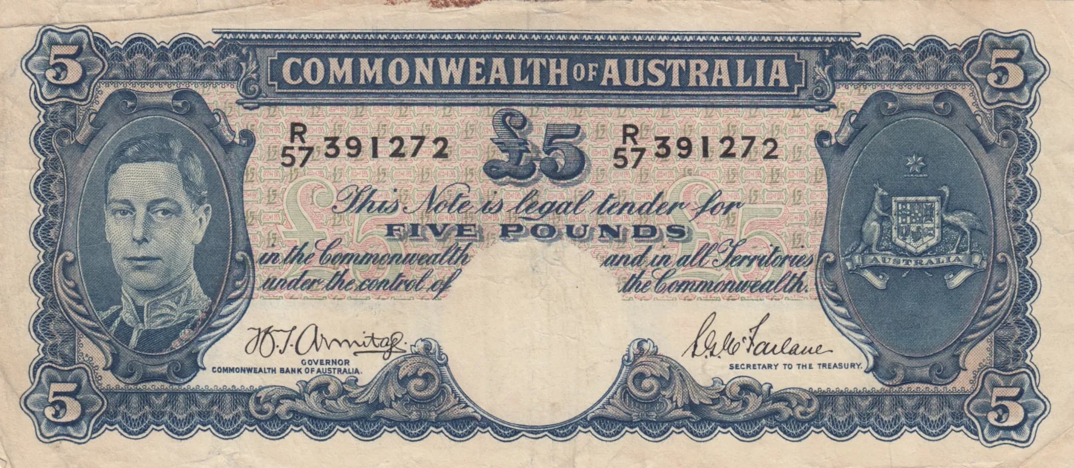 5 pounds 1939 from Australia, P-27b (1939) — image 1