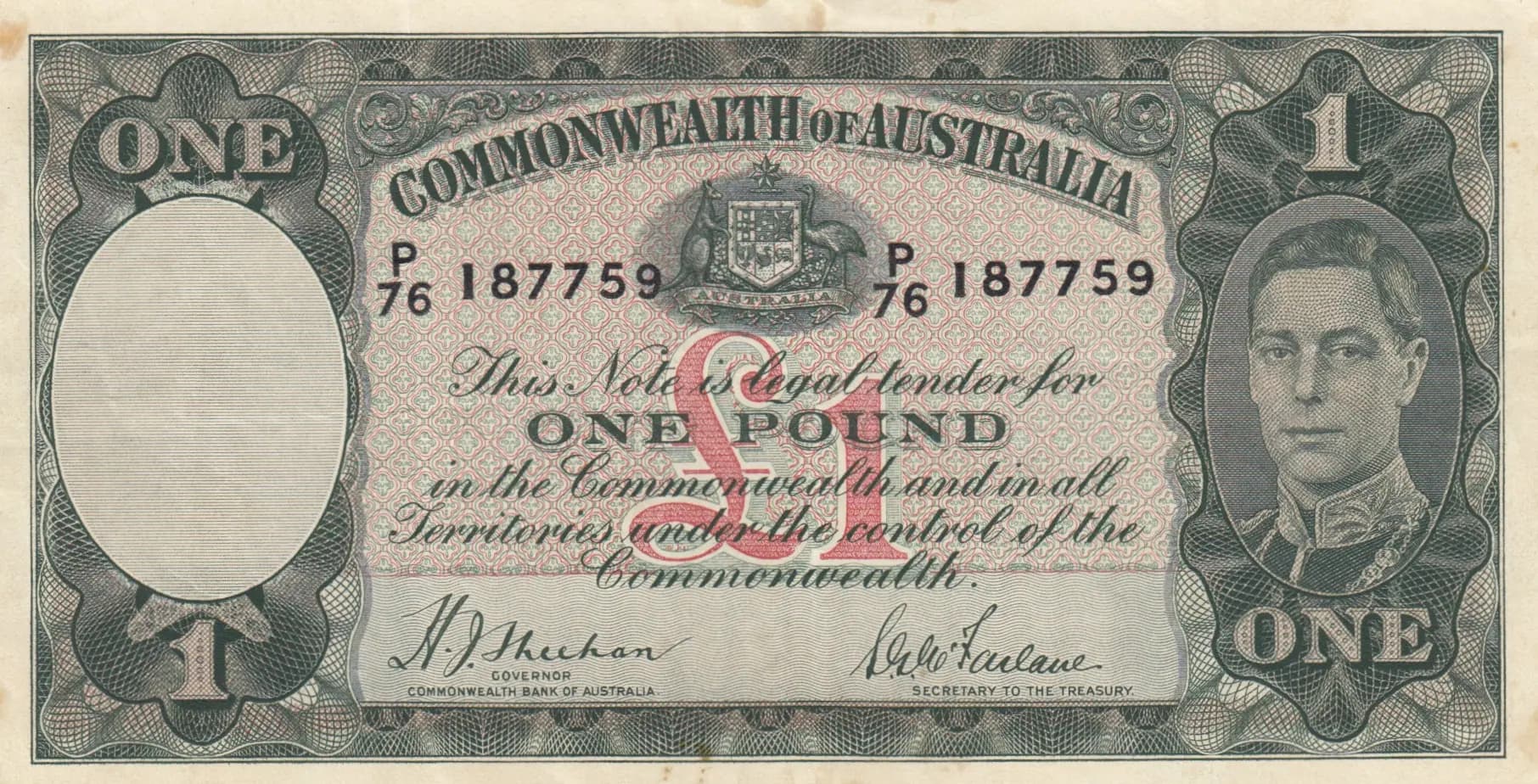 1 pound 1938 from Australia, P-26a