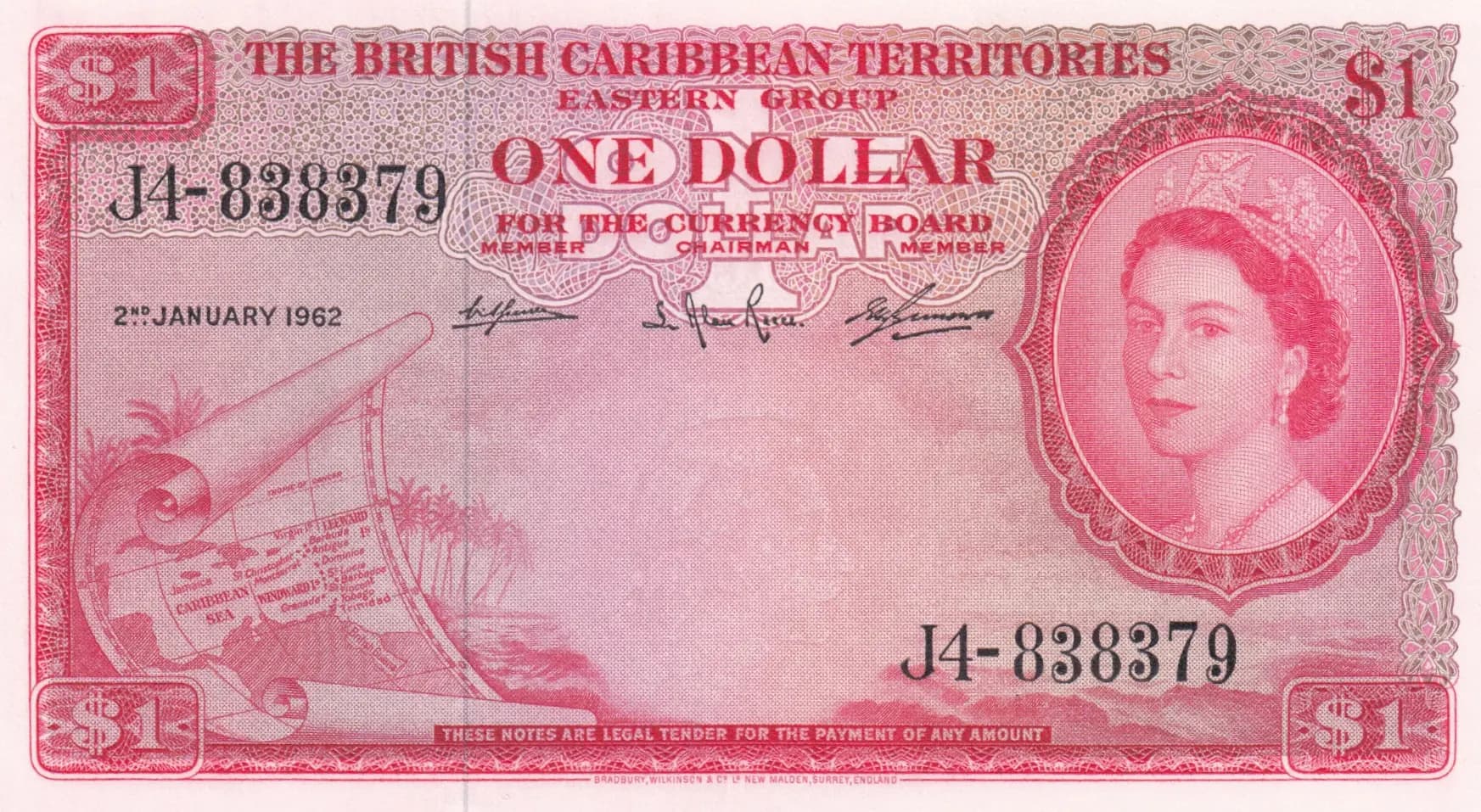 1 dollar 1962 from British Caribbean Territories, P-7c (1962) — image 1