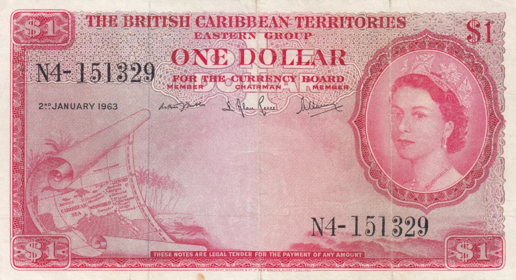 1 dollar 1963 from British Caribbean Territories, P-7c (1963) — image 1