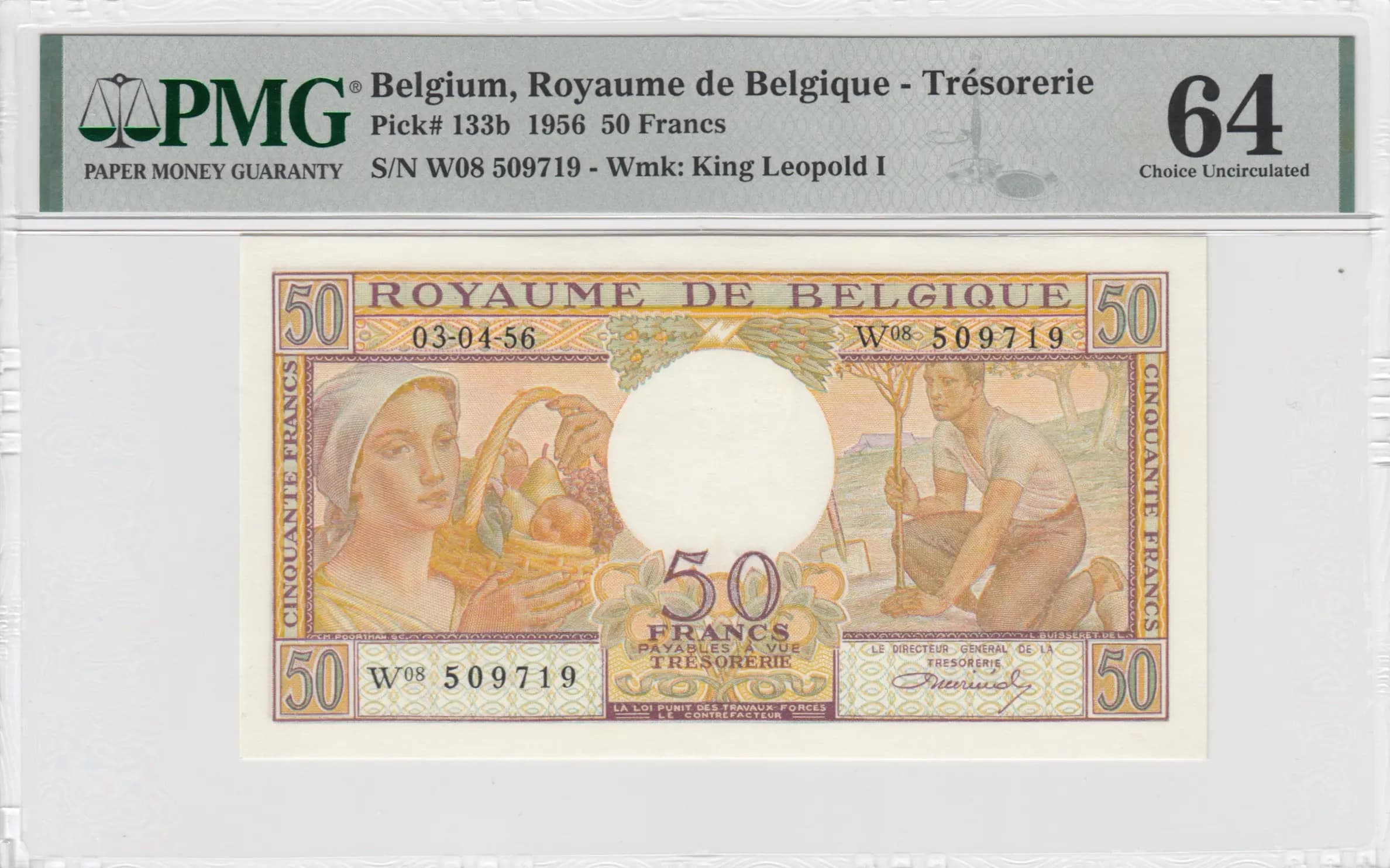 50 francs 1956 from Belgium, P-133b