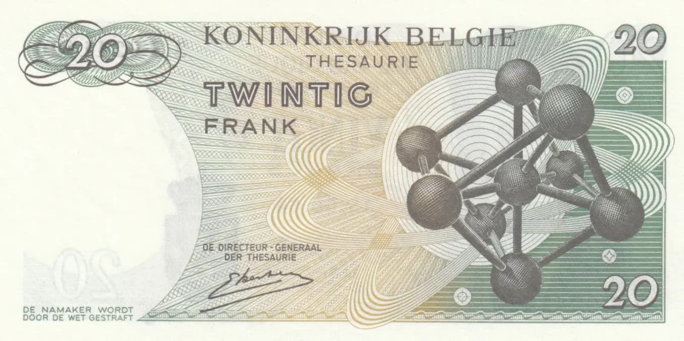 20 francs 1964 from Belgium, P-138(3) (1964) — image 2