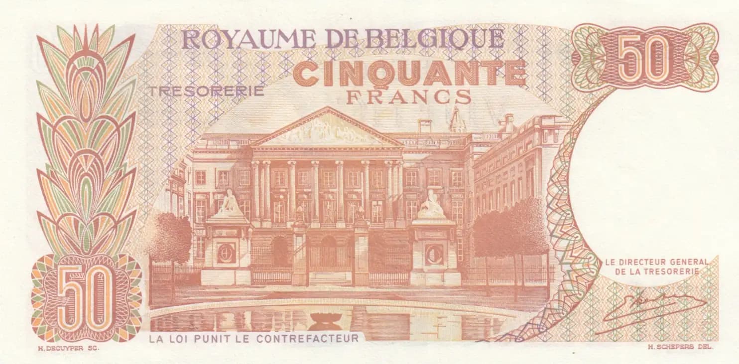 50 francs 1966 from Belgium, P-139(3) (1966) — image 2