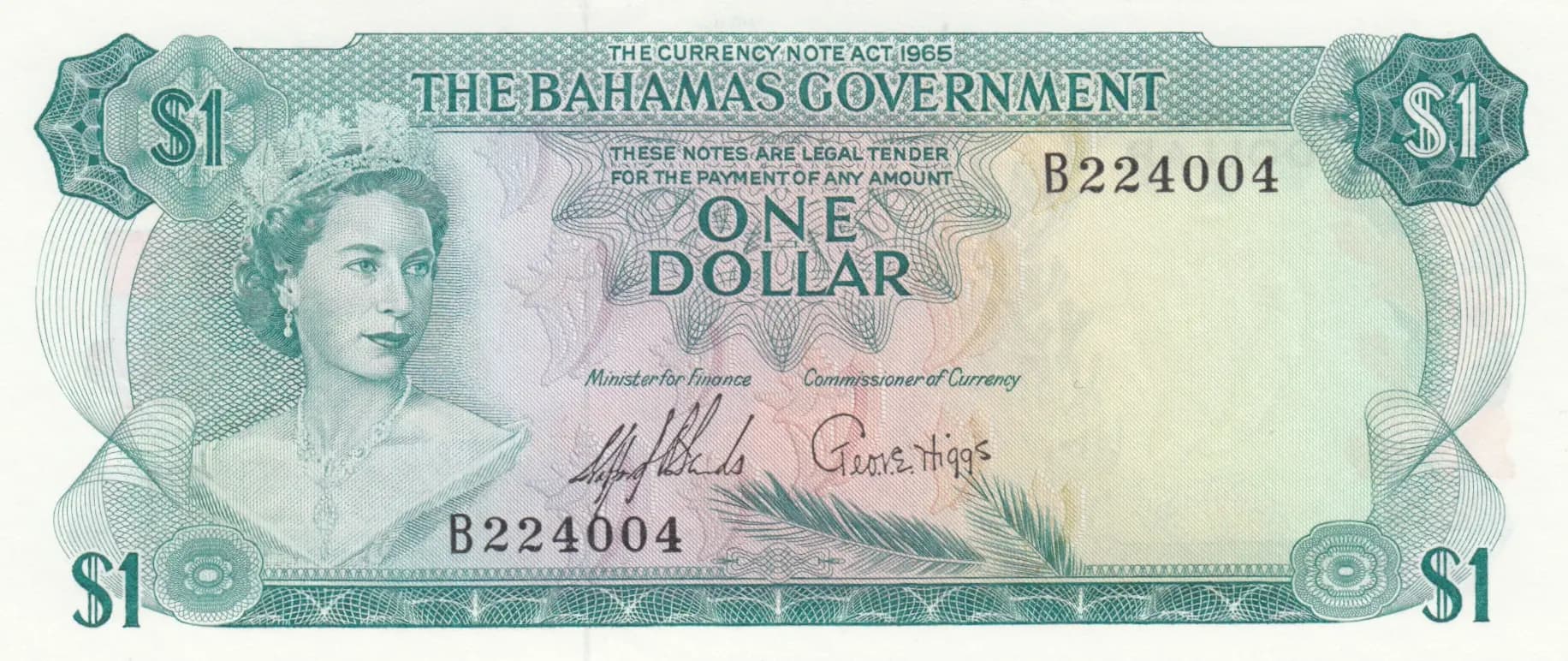 1 dollar 1965 from Bahamas, P-18a