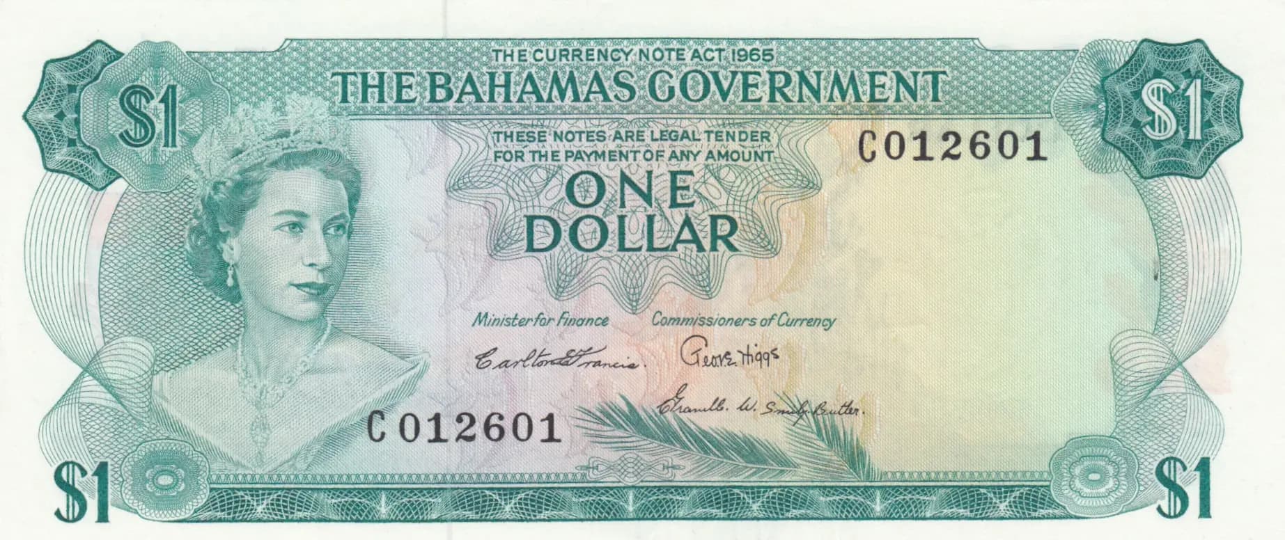 1 dollar 1965 from Bahamas, P-18b