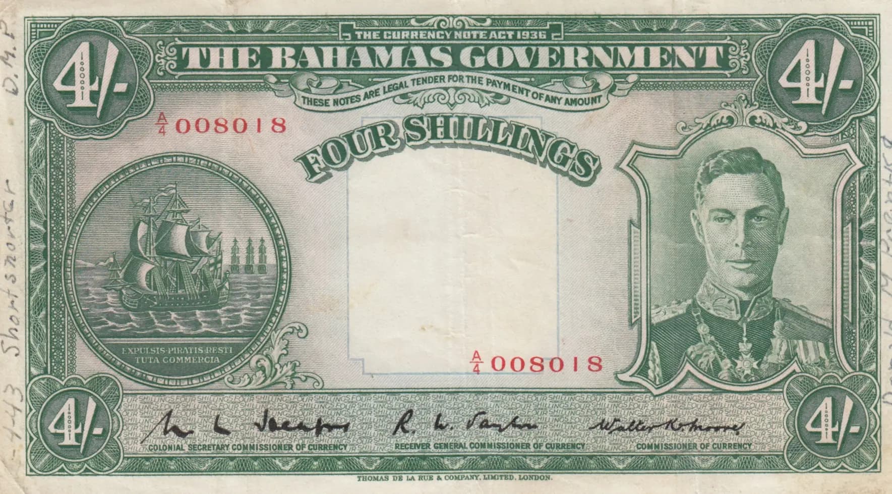 4 shillings 1936 from Bahamas, P-9b