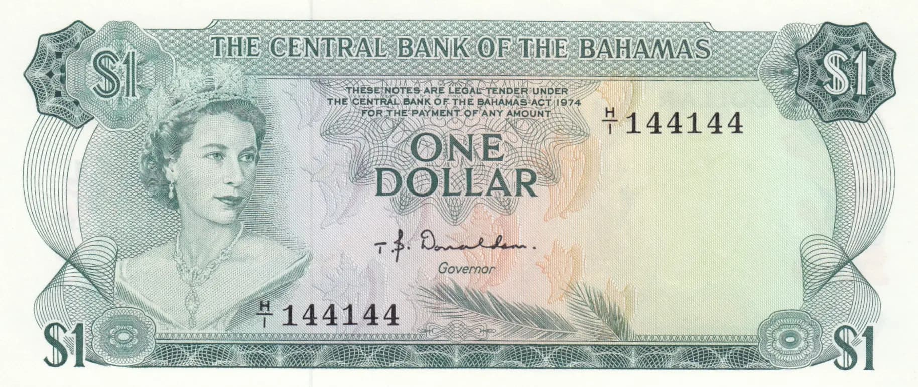 1 dollar 1974 from Bahamas, P-35a (1974) — image 1