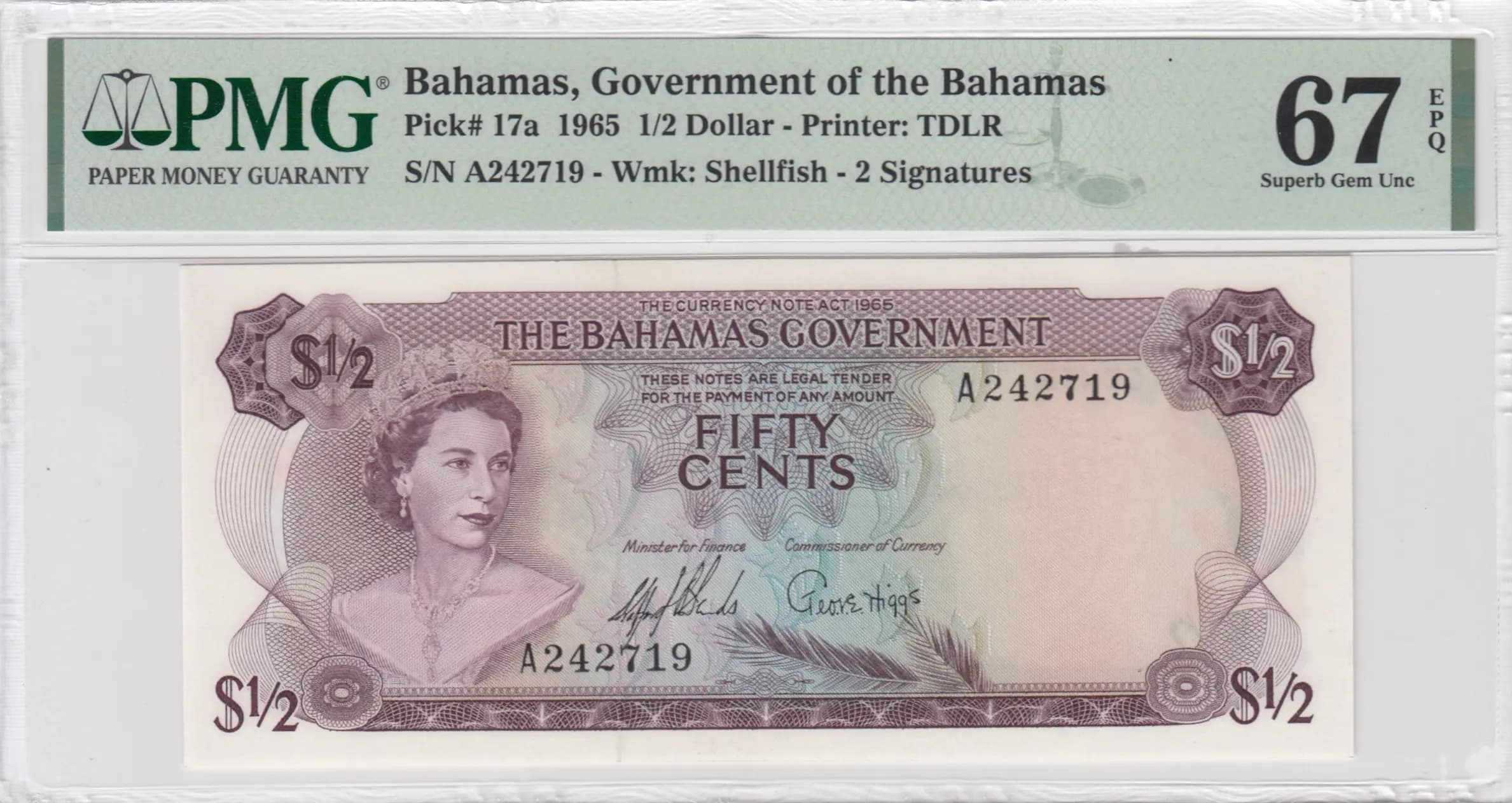 50 cents 1965 from Bahamas, P-17