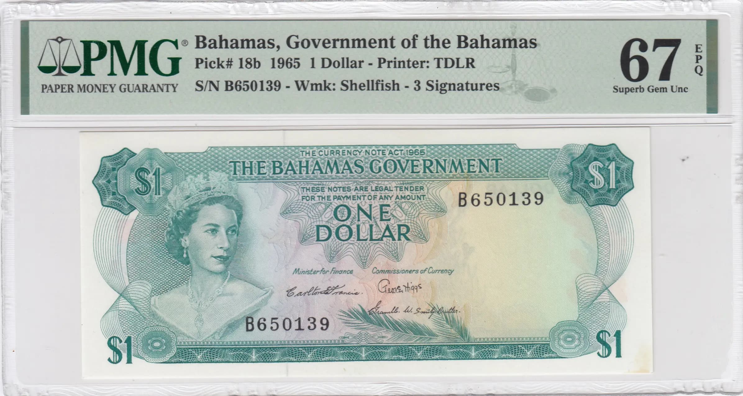 1 dollar 1965 from Bahamas, P-18b (1965) — image 1