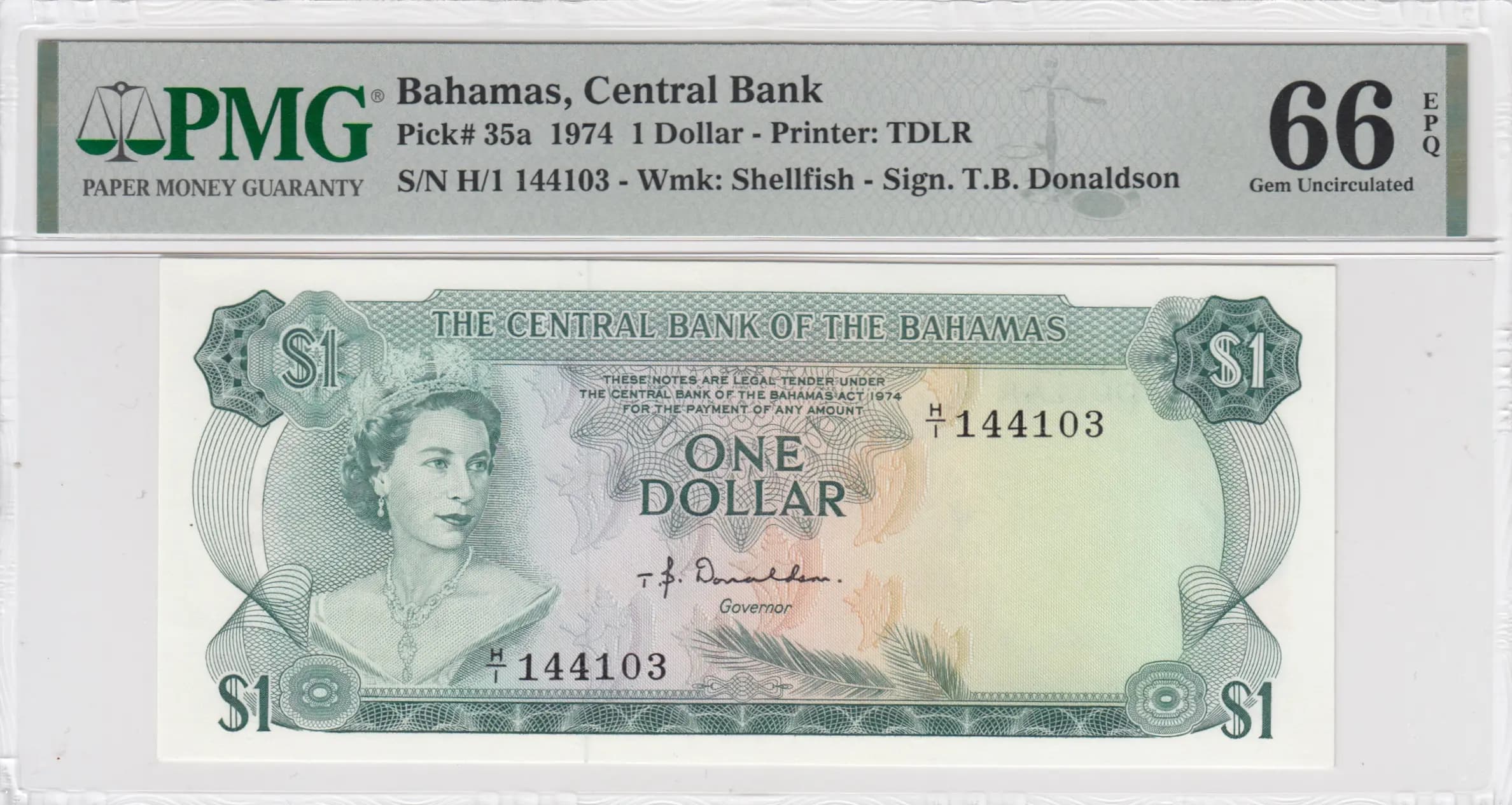 1 dollar 1974 from Bahamas, P-35a