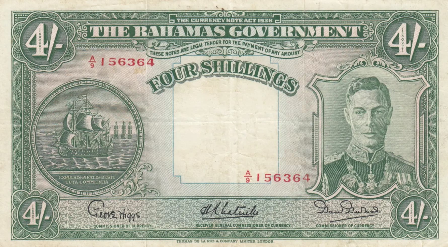 4 shillings 1936 from Bahamas, P-9e