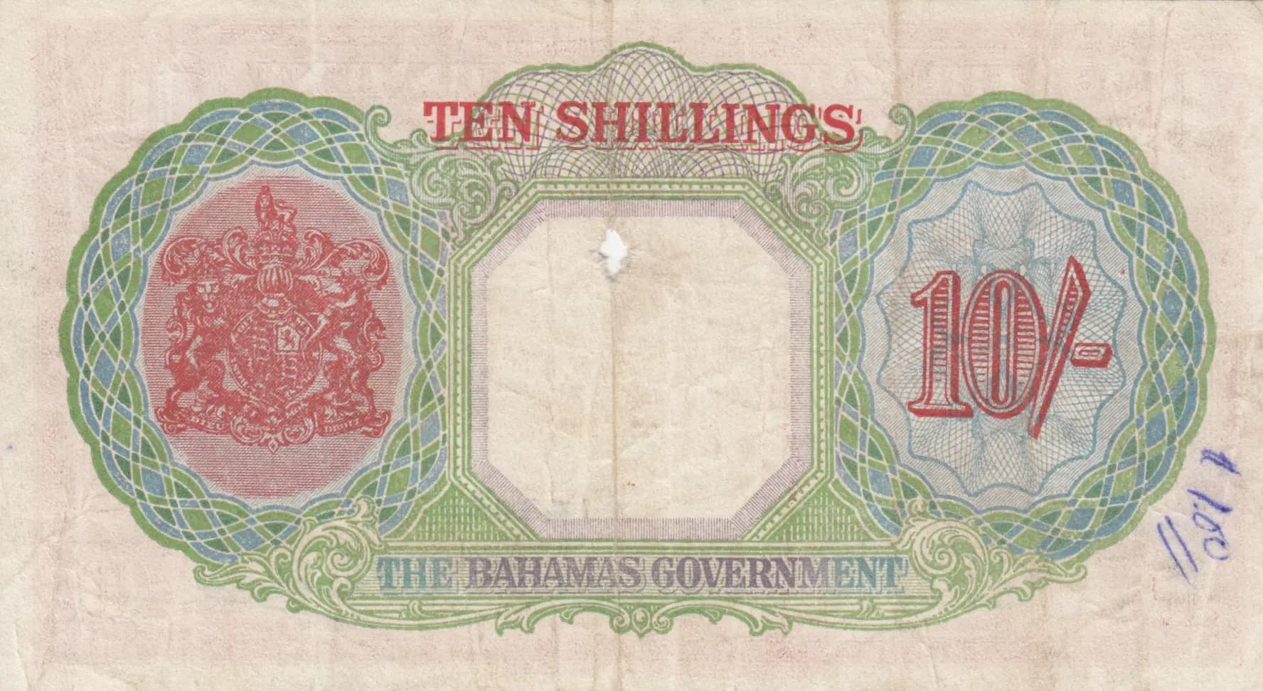 10 shillings 1936 from Bahamas, P-10d (1936) — image 2