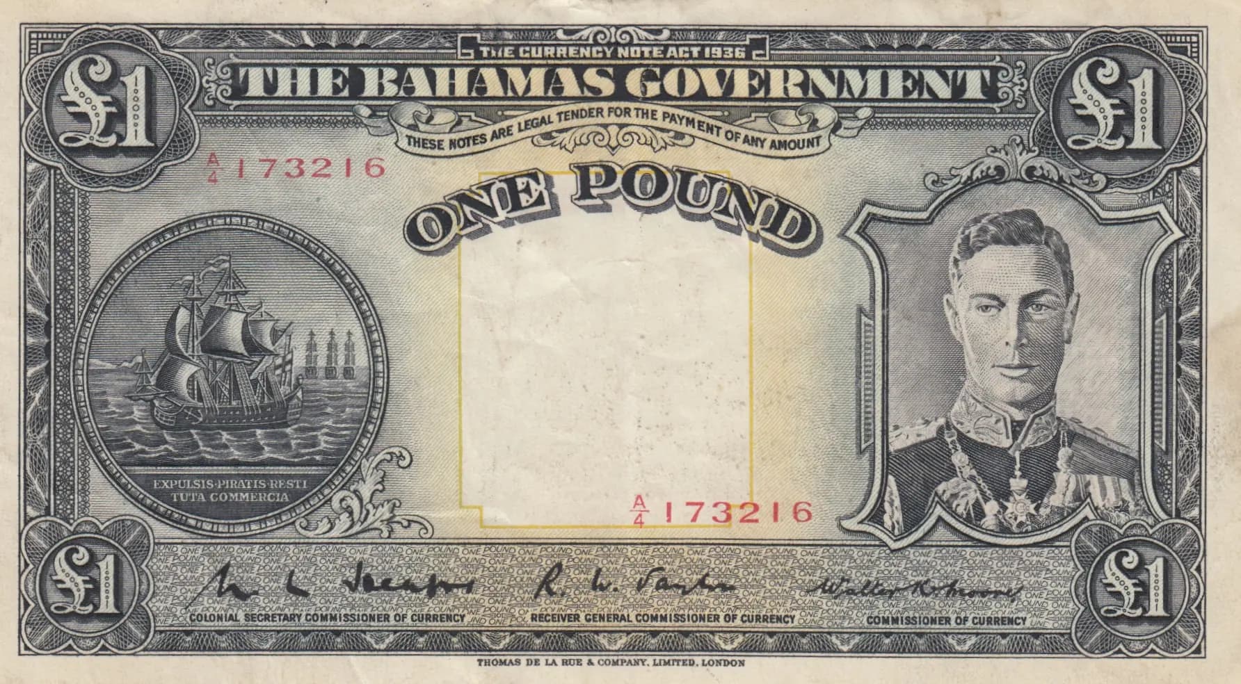 1 pound 1936 from Bahamas, P-11b (1936) — image 1