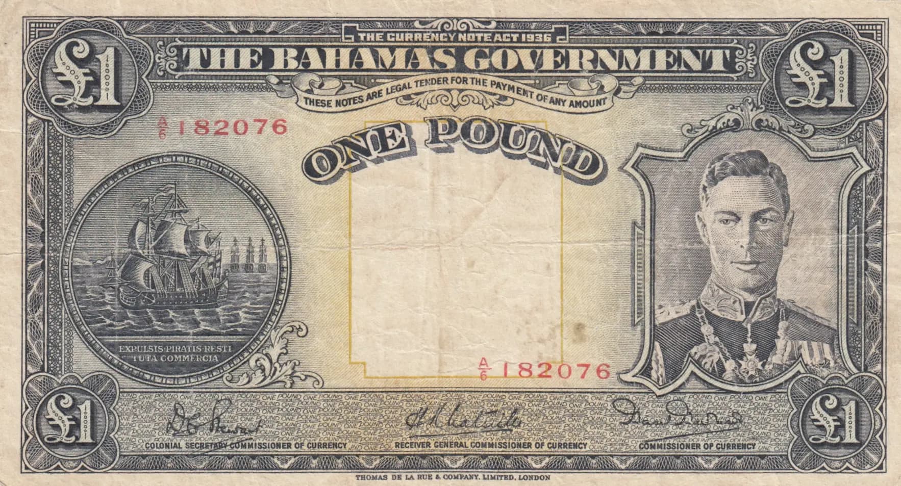 1 pound 1936 from Bahamas, P-11d