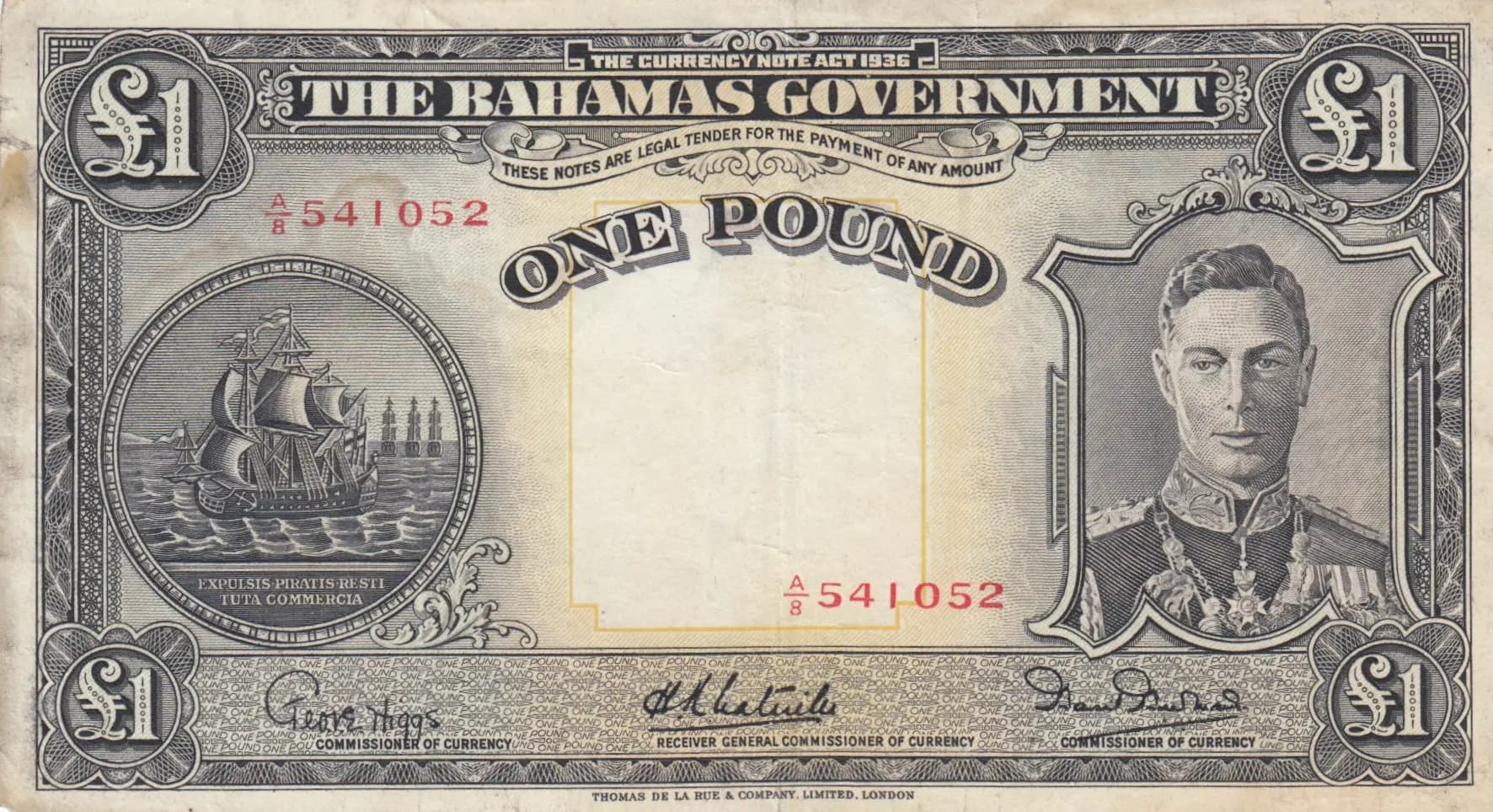 1 pound 1936 from Bahamas, P-11e
