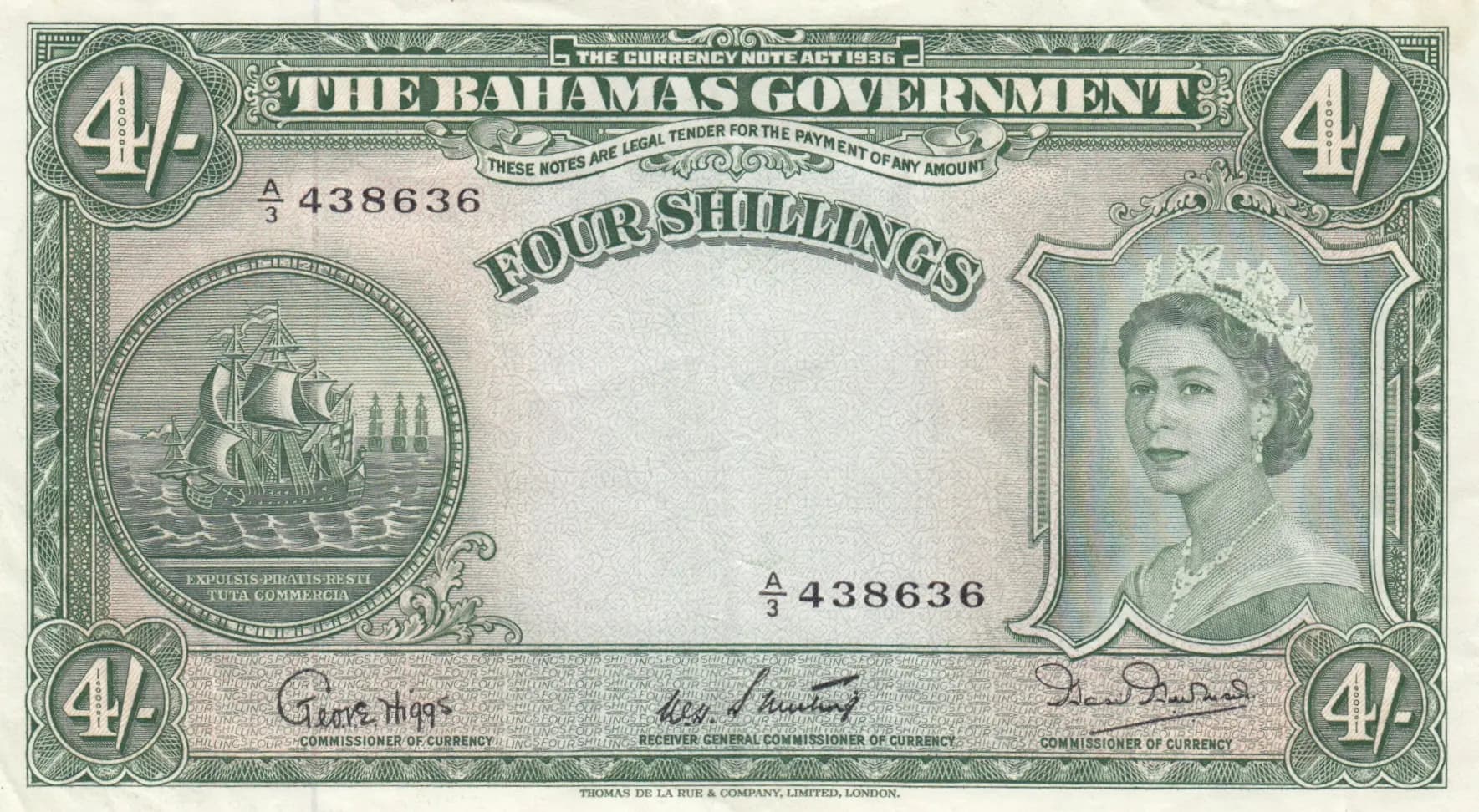4 shillings 1953 from Bahamas, P-13b