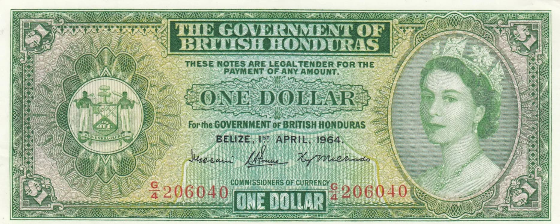 1 dollar 1964 from British Honduras, P-28b