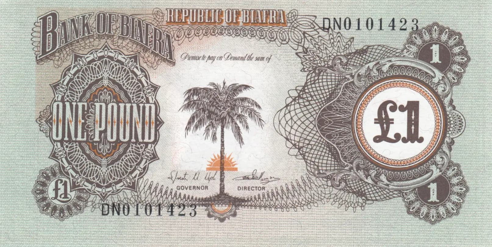 1 pound 1969 from Biafra, P-5a