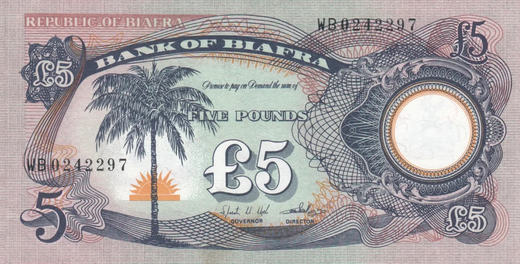 5 pounds 1969 from Biafra, P-6a