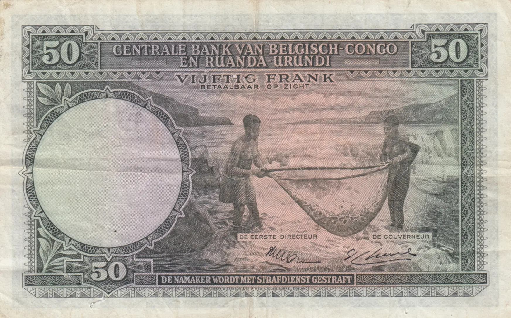 50 francs 1953 from Belgian Congo, P-27 (1953) — image 2