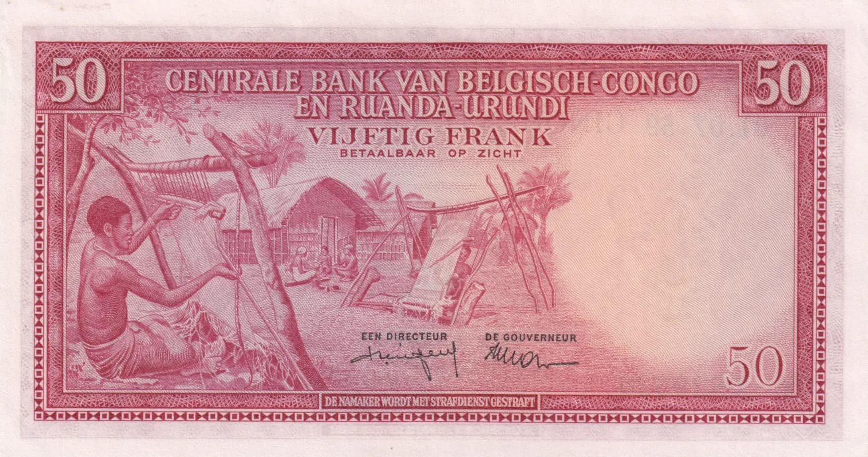 50 francs 1959 from Belgian Congo, P-32 (1959) — image 2