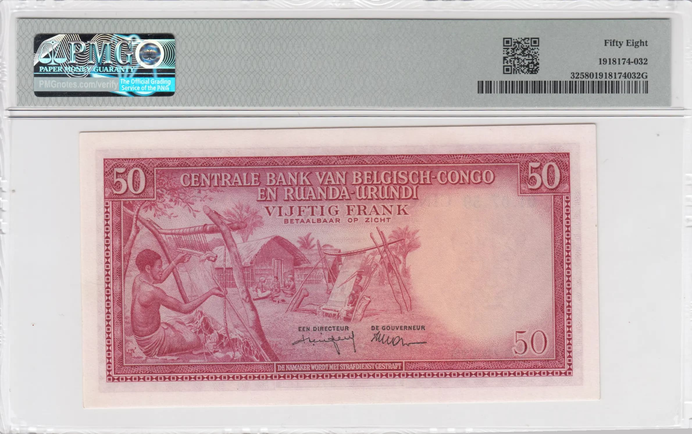 50 francs 1959 from Belgian Congo, P-32 (1959) — image 2