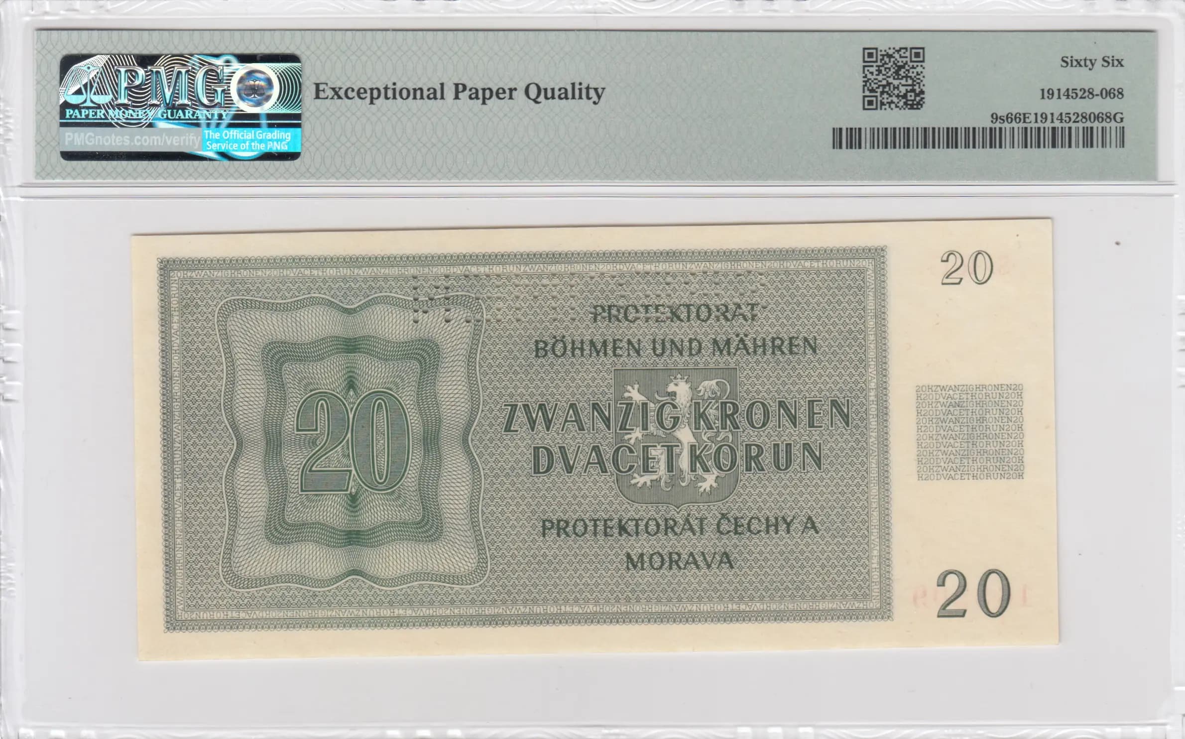 20 korun 1944 specimen from Bohemia & Moravia, P-9s (1944) — image 2