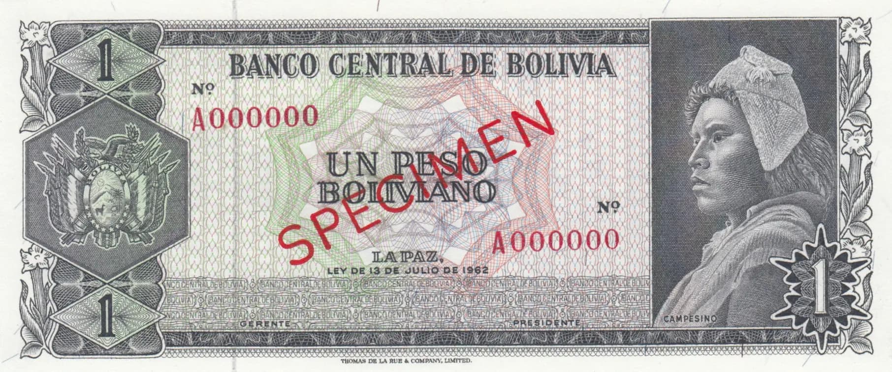 1 peso bolivano 1962 from Bolivia, P-152s (1962) — image 1