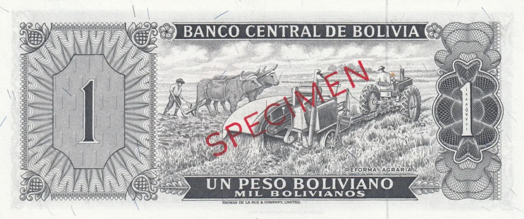 1 peso bolivano 1962 from Bolivia, P-152s (1962) — image 2