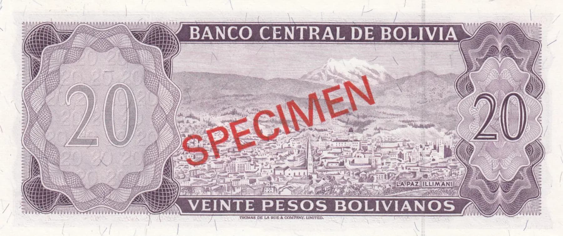 20 peso bolivanos 1962 from Bolivia, P-161s (1962) — image 2
