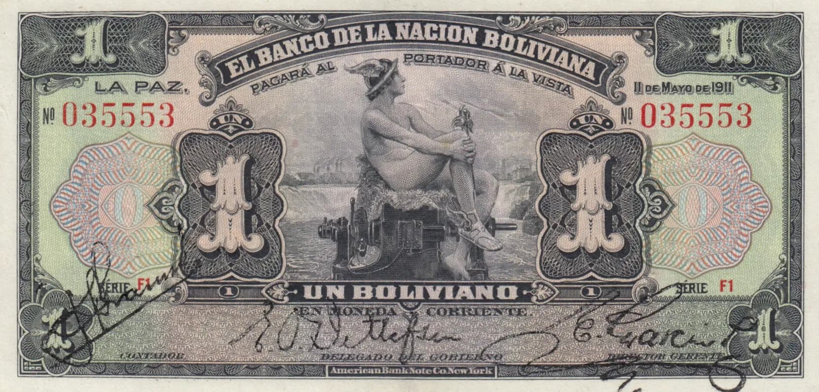 1 bolivano 1911 from Bolivia, P-103