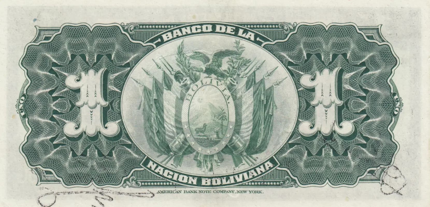 1 bolivano 1911 from Bolivia, P-103 (1911) — image 2