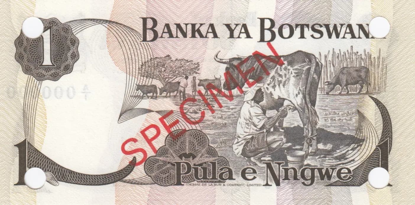 1 pula 1976 specimen from Botswana, P-1s (1976) — image 2