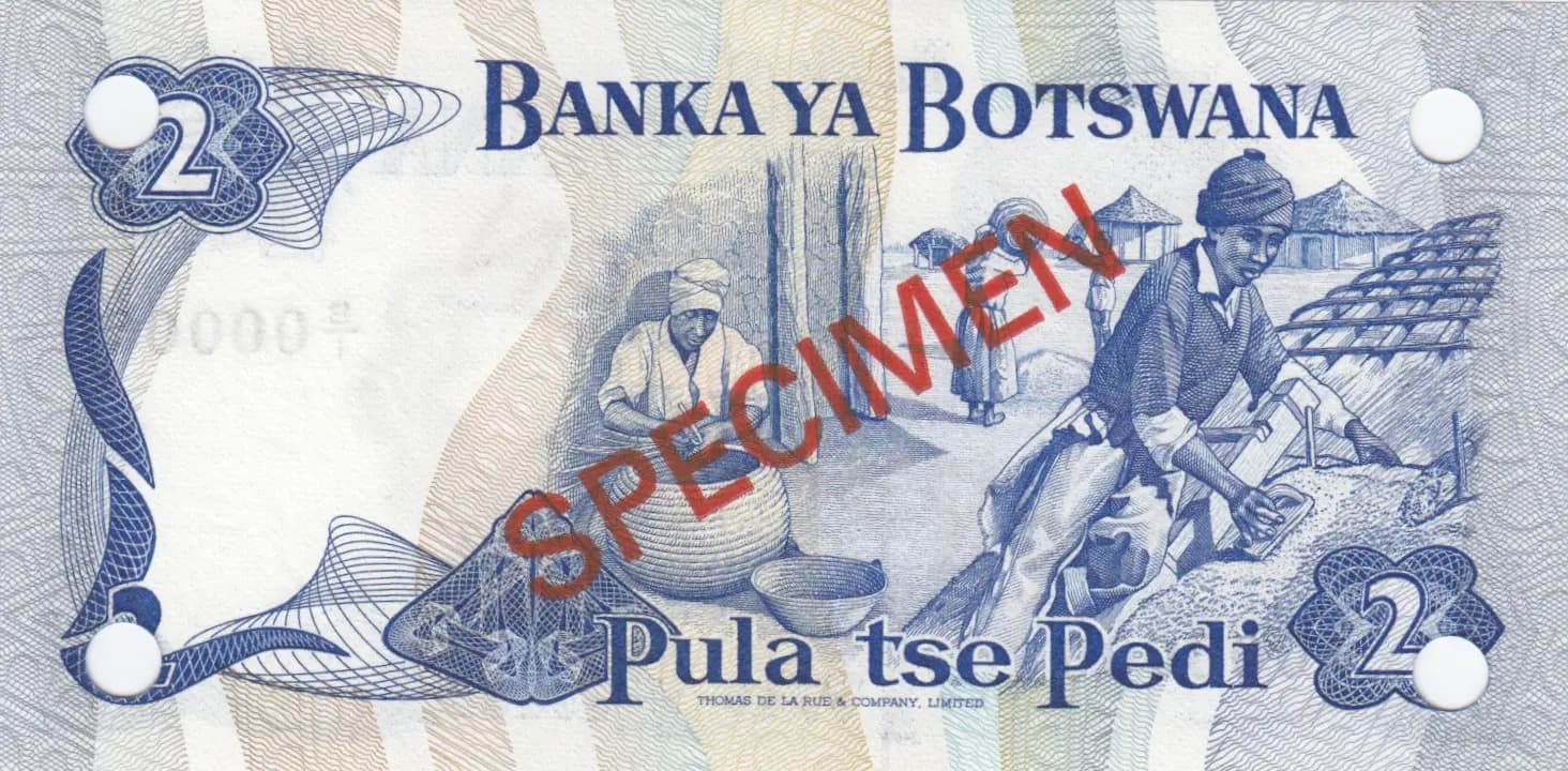 2 pula 1976 specimen from Botswana, P-2s (1976) — image 2