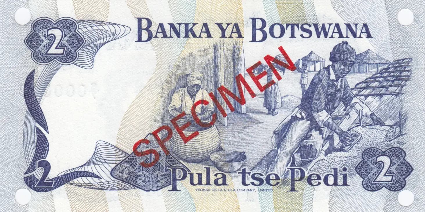 2 pula 1982 specimen from Botswana, P-7bs (1982) — image 2