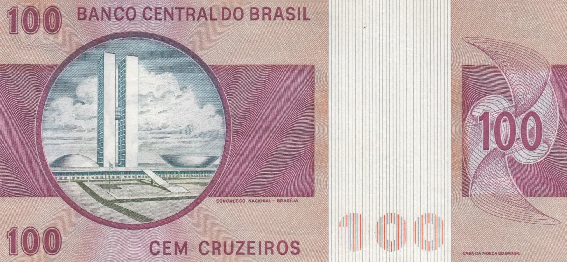 100 cruzeiros 1974 from Brazil, P-195Aa (1974) — image 2