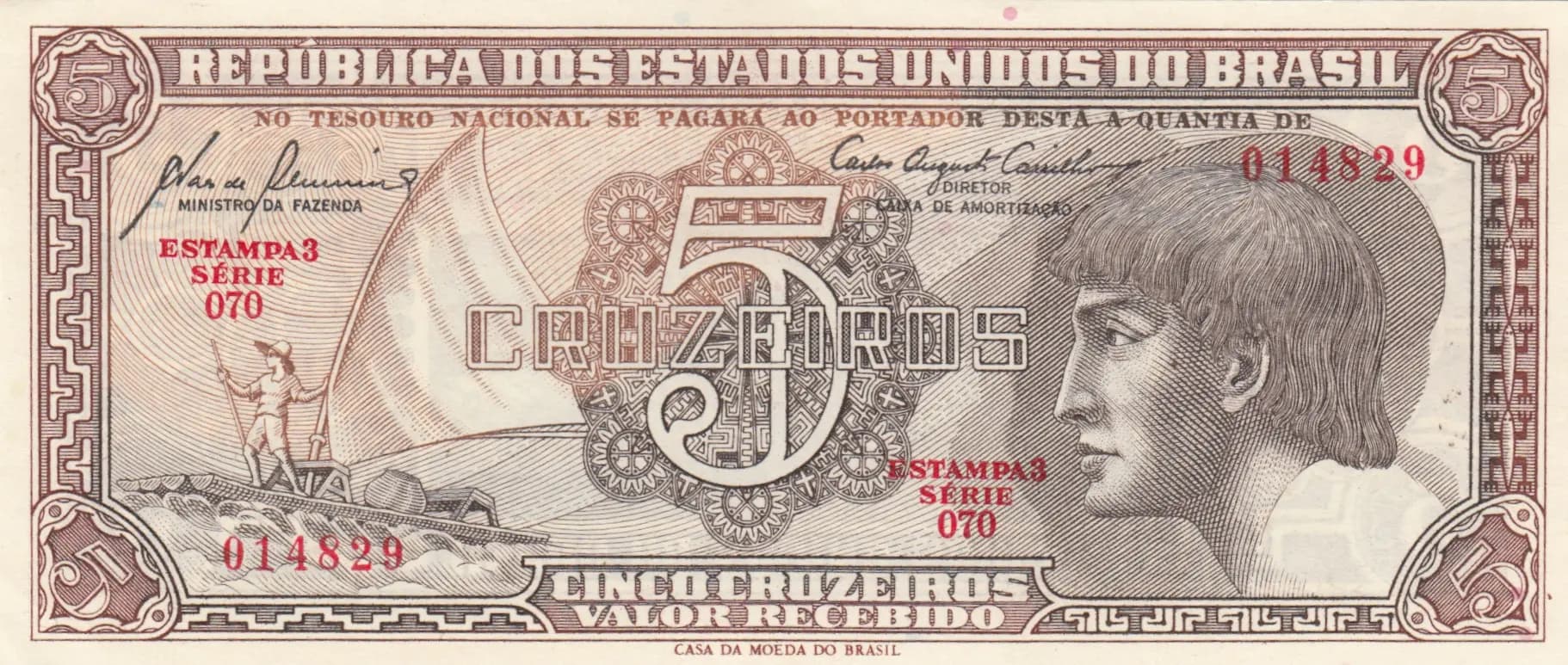 5 cruzeiros 1961 from Brazil, P-166a