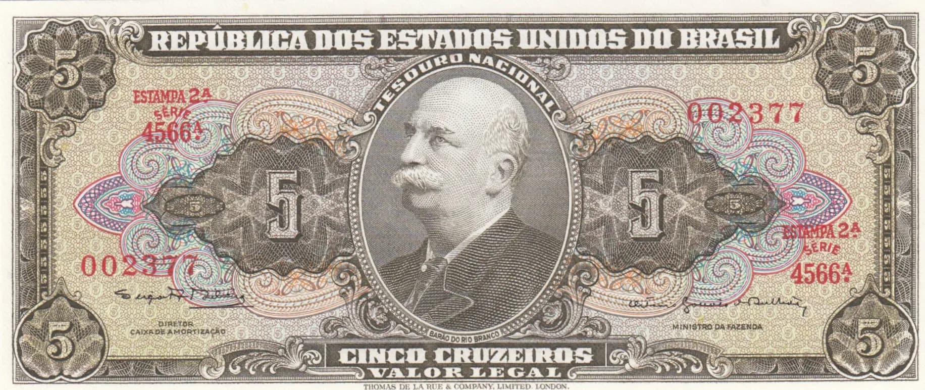 5 cruzeiros 1962 from Brazil, P-176d