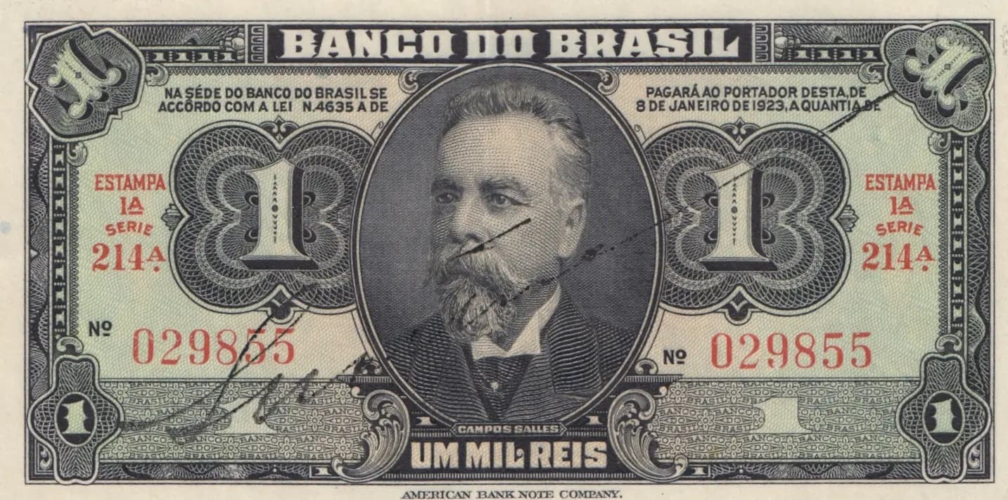 1 mil reis 1923 from Brazil, P-110B