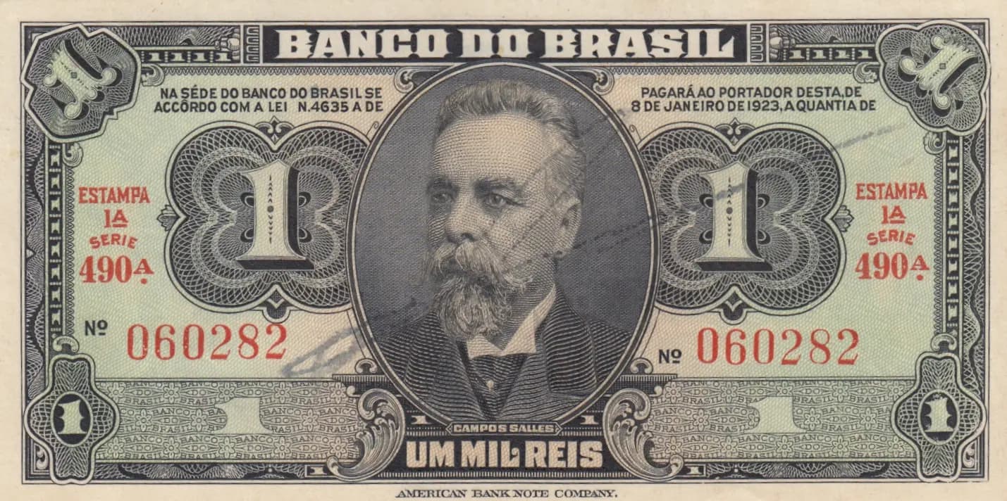 1 mil reis 1944 from Brazil, P-131A